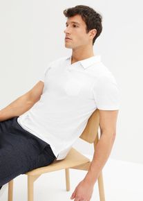 Poloshirt bonprix, Herren, Gr. 64 (3XL), wei&szlig;, Jersey, Obermaterial: 100% Baumwolle, unifarben, regular fit h&uuml;ftbedeckend, V-Ausschnitt, Shirts Poloshirt, bequeme Passform, reine Baumwolle, Umlegekragen und Brusttasche