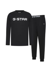 G-Star Raw Pyjama G-STAR "STONE, LONG SLEEVE T-SHIRT & CUFFED PANTS SLEEP SET", Herren, Gr. S, schwarz, Jersey, Obermaterial: 95% Baumwolle, 5% Elasthan, unifarben, regular fit lang, Rundhals, Homewear-Sets Pyjama, in elastischer Baumwoll-Qualit&auml;t, Regular Fit
