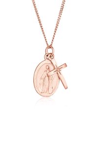Kette mit Anh&auml;nger Elli "Halskette Kreuz Marienbild Glaube Religion 925 Silber" Gr. 45, rosa (rosegold), Halsketten, Damen, 45, ohne Stein, Silber 925 (Sterlingsilber), Kette mit Anh&auml;nger
