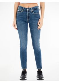 Skinny-fit-Jeans Calvin Klein Jeans "MID RISE SKINNY", Damen, Gr. 33, L&auml;nge 30, blau (denim schwarz), Denim/Jeans, Obermaterial: 94% Baumwolle, 4% Elastomultiester, 2% Elasthan, unifarben, skinny fit lang, Jeans Skinny-fit-Jeans, 5-Pocket-Form
