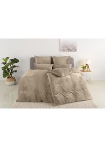 Bettw&auml;sche OTTO HOME "Desner3", beige (gr&uuml;n), B/L: 155cm x 220cm, 1 Stk., 1 Stk., Microfaser, B/L: 80cm x 80cm, 2, Microfaser, Obermaterial: 100% Polyester, Bettw&auml;sche, Bettw&auml;sche, Bettw&auml;sche mit Rei&szlig;verschluss, Cashmere-Touch, kuschelig & weich
