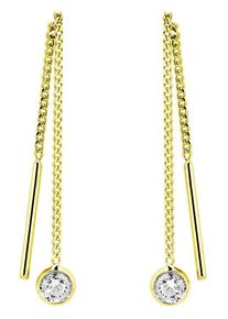 Paar Ohrh&auml;nger Amor "2013812", gold (gelbgoldfarben), Ohrringe, Damen, Gelbgold 375, Paar Ohrh&auml;nger, mit Zirkonia (synth.)