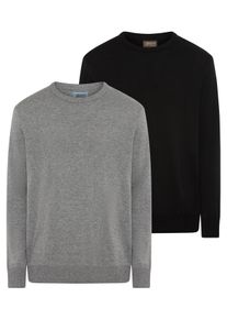 MAN'S WORLD Rundhalspullover MAN'S WORLD "Neue Kollektion DP Grau & Schwarz", Herren, Gr. XL (56/58), schwarz (schwarz, grau), Feinstrick, Obermaterial: 50% Baumwolle, 50% Polyacryl, unifarben, Basic, regular fit, Rundhals, Rippb&uuml;ndchen, Pullover Rundhalspullover, in Feinstrick, ideal f&uuml;r die &Uuml;bergangszeit, Basic Style