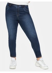 Jeansjeggings sheego, Damen, Gr. 96, Langgr&ouml;&szlig;en, blau (dunkelblau denim), 76% Baumwolle, 22% Polyester, 2% Elasthan, unifarben, lang, Jeans Jeansjeggings