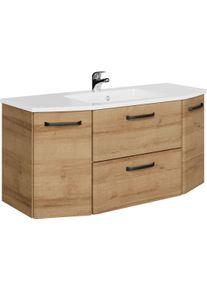 Waschtisch SAPHIR "Quicket 318, mit Keramikbecken, 112cm breit", riviera eiche quer nachbildung, B:112cm H:53,2cm T:49cm, Holzwerkstoff, Waschtische, Waschtisch