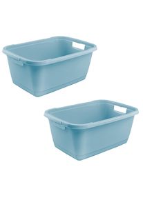 W&auml;schewanne keeeper "aenna, 2er Set, 65 x 44 x 28 cm, 52 l", nordic blau, B:44cm H:28cm T:65cm, Kunststoff, W&auml;schesammler, W&auml;schewanne, praktische Griffe, platzsparend ineinander nestbar