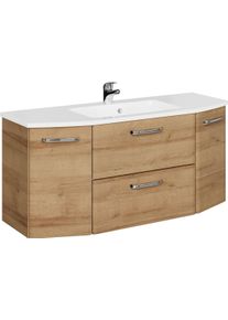 Waschtisch SAPHIR "Quicket 318, mit Keramikbecken, 112cm breit", riviera eiche quer nachbildung, B:112cm H:53,2cm T:49cm, Holzwerkstoff, Waschtische, Waschtisch