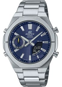 Smartwatch CASIO EDIFICE "ECB-S10D", silber (dunkelblau, edelstahlfarben, edelstahlfarben), Smartwatches, Herren, Smartwatch, Solaruhr, Armbanduhr, Herrenuhr, Super Illuminator, Edelstahlarmband