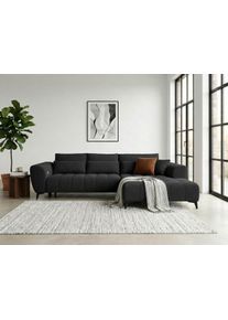 Ecksofa WERK2 "Garay, XXL-Liegefl&auml;che: elektrisch ausziehbar auf ca. 228&times;126 cm", schwarz, B:287cm H:64cm T:220cm, 100% Polyester, Sofas, Ecksofa, Luxus in &Uuml;bergr&ouml;&szlig;e: XXL-Liegefl&auml;che, Komfort-Ottomane & stilvolle F&uuml;&szlig;e