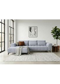 Ecksofa WERK2 "Garay, XXL-Liegefl&auml;che: elektrisch ausziehbar auf ca. 228&times;126 cm", grau, B:287cm H:64cm T:220cm, 100% Polyester, Sofas, Ecksofa, Luxus in &Uuml;bergr&ouml;&szlig;e: XXL-Liegefl&auml;che, Komfort-Ottomane & stilvolle F&uuml;&szlig;e
