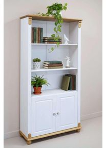 Regal OTTO HOME "Tessin, Standregal, B&uuml;cherregal", wei&szlig;, honig, B:90cm H:181cm T:38cm, Massivholz, Regale, Regal, aus massiver Kiefer, Breite 90 cm, H&ouml;he 181 cm, mit T&uuml;ren