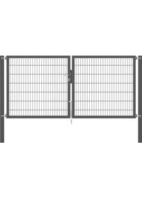 Zaundoppelt&uuml;r Alberts "Flexo Plus", grau (anthrazit), B:300cm H:140cm, Stahl, Tore, Zaundoppelt&uuml;r, anthrazit, verschiedene Abmessungen
