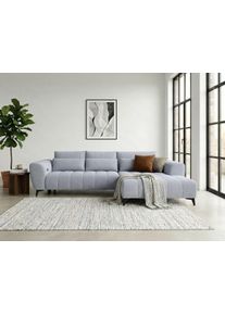 Ecksofa WERK2 "Garay, XXL-Liegefl&auml;che: elektrisch ausziehbar auf ca. 228&times;126 cm", grau, B:287cm H:64cm T:220cm, 100% Polyester, Sofas, Ecksofa, Luxus in &Uuml;bergr&ouml;&szlig;e: XXL-Liegefl&auml;che, Komfort-Ottomane & stilvolle F&uuml;&szlig;e