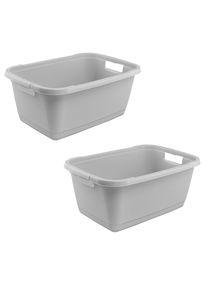 W&auml;schewanne keeeper "aenna, 2er Set, 65 x 44 x 28 cm, 52 l", nordic grau, B:44cm H:28cm T:65cm, Kunststoff, W&auml;schesammler, W&auml;schewanne, praktische Griffe, platzsparend ineinander nestbar