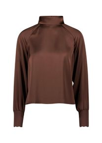 Satinbluse Zero "Satinbluse mit Stehkragen", Damen, Gr. 36, braun (chicory coffee), Obermaterial: 100% Polyester PES., Blusen Satinbluse