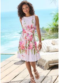 Sommerkleid Lascana, Damen, Gr. 46, N-Gr, ros&eacute; bedruckt, Stoff, Obermaterial: 95% Polyester, 5% Elasthan, bedruckt, gebl&uuml;mt, festlich, figurumspielend kniefrei, Rundhals, Kleider Sommerkleid, mit Blumendruck, festlich