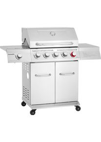 Gasgrill Hanseatic "Richland, 5 Brenner (inkl. Turbobrenner) + Seitenbrenner 21,5kw Gesamt", silberfarben, B:134,7cm H:117cm T:57cm, Grills, Gasgrill, inkl. 3 Jahre Herstellergarantie