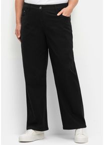 5-Pocket-Hose sheego, Damen, Gr. 48, Normalgr&ouml;&szlig;en, schwarz, 98% Baumwolle, 2% Elasthan, unifarben, Hosen 5-Pocket-Hose