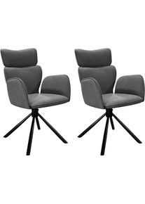 Esszimmerstuhl ByLiving "SEATTLE", anthrazit, schwarz, B:60cm H:93cm T:61cm, Metall, Stoff, St&uuml;hle, Esszimmerstuhl, Webstoff in anthrazit, bis 110 kg, 360 drehbar, Schaumstoff