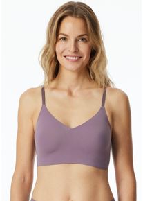 Bustier Schiesser "Invisible Soft", Damen, Gr. 40, N-Gr, lila (525, malve), Single Jersey, Obermaterial: 75% Polyamid, 25% Elasthan, unifarben, k&ouml;rpernah, BHs Bustier, Mikrofaser, herausnehmbare Pads, V-Ausschnitt, Lasercut-Abschl&uuml;sse