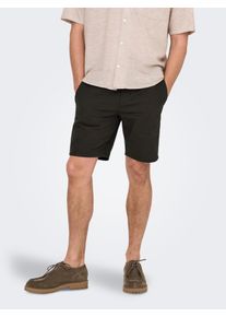 Only & Sons Shorts ONLY & SONS "ONSLINUS 0007 COT LIN SHORTS NOOS", Herren, Gr. XXL, N-Gr, demitasse, Web, Obermaterial: 75% Baumwolle, 25% Leinen, unifarben, loose fit kniefrei, Hosen Shorts, Baumwolle mit Leinen, normal geschnitten