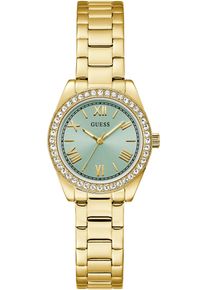 Quarzuhr Guess "MINI LUNA", gold (goldfarben, goldfarben), Armbanduhren, Damen, Quarzuhr, Armbanduhr, Damenuhr, Edelstahlarmband