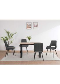 Esszimmerstuhl OTTO HOME "Derrek", anthrazit, schwarz, anthrazit, B:56cm H:87cm T:58cm, 100% Polyester, St&uuml;hle, Esszimmerstuhl, im 2 er Set mit gepolsterter R&uuml;ckenlehne