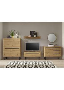 Wohnwand Home Affaire "Torge, Anbauwand, Schrankwand, Mediawand, Wohnzimmer-Set", eiche, B:361cm H:170cm T:40cm, Holzwerkstoff, Kastenm&ouml;bel-Sets, Wohnwand
