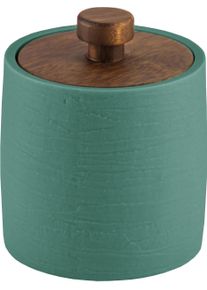 Wattepadspender Kleine Wolke "Harper", petrol, Bambus, Polyresin (Kunststein), Dosierspender, Wattepadspender