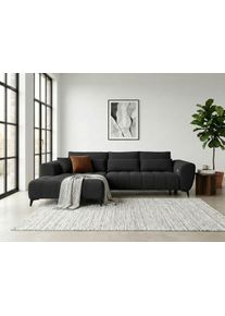 Ecksofa WERK2 "Garay, XXL-Liegefl&auml;che: elektrisch ausziehbar auf ca. 228&times;126 cm", schwarz, B:287cm H:64cm T:220cm, 100% Polyester, Sofas, Ecksofa, Luxus in &Uuml;bergr&ouml;&szlig;e: XXL-Liegefl&auml;che, Komfort-Ottomane & stilvolle F&uuml;&szlig;e