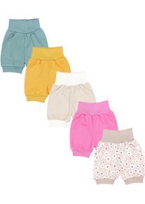 Pumphose TUPTAM "Pumphose Baby M&auml;dchen Sommershorts 5er Set", M&auml;dchen, Gr. 62, N-Gr, gelb (blumen streifen beige himbeere senf salbei), Obermaterial: 100% Baumwolle CO., Hosen Pumphose