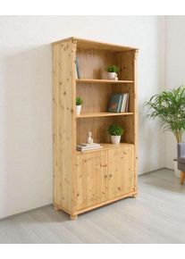 Regal OTTO HOME "Tessin, Standregal, B&uuml;cherregal", natur, B:90cm H:181cm T:38cm, Massivholz, Regale, Regal, aus massiver Kiefer, Breite 90 cm, H&ouml;he 181 cm, mit T&uuml;ren