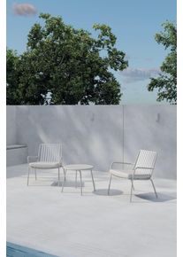 Gartenlounge-Set VENTURE HOME "Mykonos, gro&szlig;z&uuml;giges Outdoor-Set f&uuml;r hohen Sitzkomfort", wei&szlig; (beige, beige, beige), B:65cm H:68cm T:65cm, Polyester, Stahl, Sitzm&ouml;bel-Sets, Gartenlounge-Set, Loungem&ouml;bel mit Stoffbezug, angenehm, weich