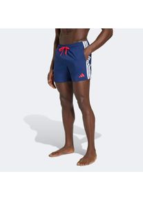 Badeshorts adidas Performance "3S SH 5IN", Herren, Gr. L, N-Gr, dunkelblau, pure ruby, Obermaterial: 100% Polyester, Badehosen Badeshorts