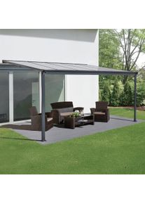 Terrassendach Konifera "Barcelona", grau (anthrazit), B:312cm T:303cm, Aluminium, Polycarbonat (PC), Terrassen&uuml;berdachungen, Terrassendach, in verschiedenen Gr&ouml;&szlig;en