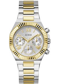 Multifunktionsuhr Guess "EQUALITY", silber (silberfarben, gelbgoldfarben), Armbanduhren, Damen, Multifunktionsuhr, Quarzuhr, Armbanduhr, Damen, Herren, unisex, Datum, Edelstahlarmband