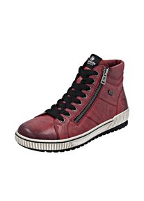 Schn&uuml;rboots Remonte, Damen, Gr. 37, rot (dunkelrot), Leder, Lederimitat, Schuhe Schn&uuml;rboots, Plateau, Schn&uuml;rstiefelette, Boots in Crash-Optik