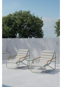 Gartenlounge-Set VENTURE HOME "Ithaka, gro&szlig;z&uuml;giges Outdoor-Set f&uuml;r hohen Sitzkomfort", beige, beige, salbeigr&uuml;n, B:735cm H:93cm T:100cm, Polyester, Stahl, Sitzm&ouml;bel-Sets, Gartenlounge-Set, Loungem&ouml;bel mit Stoffbezug, angenehm, weich