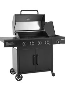 Gasgrill Hanseatic "4-Brenner Rockford Black, 4 Brenner + Seitenbrenner 14,5 kw Gesamt", schwarz, B:122cm H:113cm T:59cm, Grills, Gasgrill, inkl. 3 Jahre Herstellergarantie, Topseller