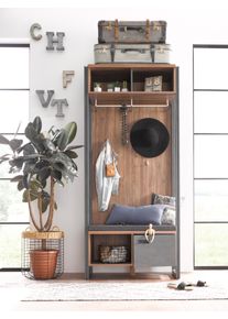 Garderobenschrank Home Affaire "Detroit", braun (braun, schieferfarben), B:90cm H:202cm T:45cm, Schr&auml;nke, Garderobenschrank, 90 cm breit