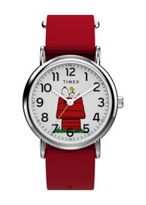 Quarzuhr Timex "Timex x PEANUTS Timex WEEKENDER", rot, Armbanduhren, Damen, Quarzuhr, Armbanduhr, Damenuhr, Textilarmband, analog