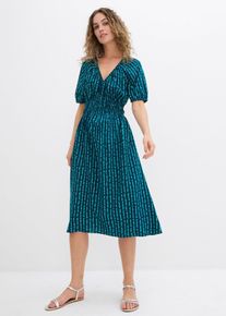 bonprix Midikleid aus softer Viskose, blau, Gr.46, weit geschnitten, mit tiefem Ausschnitt, aus Viskose