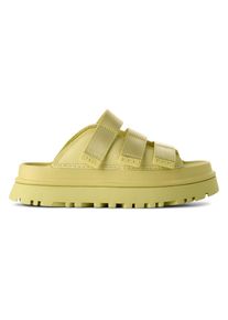 UGG Australia Pantolette UGG "GOLDENGLOW SLIDE", Damen, Gr. 11 (42), gelb (hellgelb), Synthetik, Textil, unifarben, Schuhe Pantolette, Plateauschuh, Sandale, Flats mit Fu&szlig;bett
