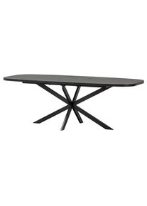 Livetastic , Schwarz , Holzwerkstoff , teilmassiv , oval , 90x75x180-220 cm , ausziehbar , Esszimmer, Esszimmertische, Esstische, Esstische ausziehbar
