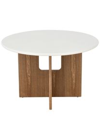 Livetastic , Wei&szlig;, Eichefarben , Holz, Wellpappe , Esche , furniert , rund , 120x75x120 cm , Esszimmer, Esszimmertische, Esstische, Esstische rund
