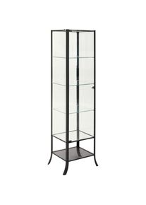 Xora Vitrine, Schwarz, Transparent, Metall, Glas, 5 F&auml;cher, 45x180x40 cm, Esszimmer, Vitrinen, Vitrinenschr&auml;nke