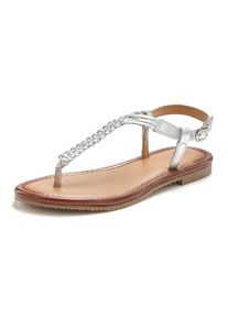Vivance Dames Teenslipper in zilverkleur ,maat 40, Witt, 100% Leer
