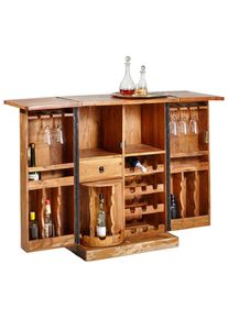 Landscape Barschrank, Mehrfarbig, Dunkelbraun, Hellbraun, Holz, Recyclingholz, massiv, 2 F&auml;cher, 1 Schublade(n) Schubladen, 75x107x52 cm, Esszimmer, Barm&ouml;bel, Barschr&auml;nke & Theken