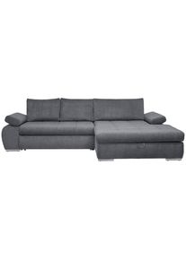CARRYHOME Ecksofa, Grau, Kunststoff, F&uuml;llung: Schaumstoff, Ottomane rechts, L-Form, 294x173 cm, Stoffauswahl, seitenverkehrt erh&auml;ltlich, Schlafen auf Sitzh&ouml;he, R&uuml;cken echt, Wohnzimmer, Sofas & Couches, Wohnlandschaften, Ecksofas