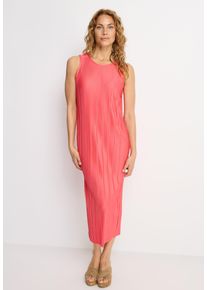Plisseekleid Lascana, Damen, Gr. 46, N-Gr, pink, Jersey, Obermaterial: 88% Polyester, 12% Elasthan, unifarben, figurumspielend ca. Mitte Wade, Rundhals, Kleider Plisseekleid, in Midil&auml;nge, Tr&auml;gerkleid, Sommerkleid
